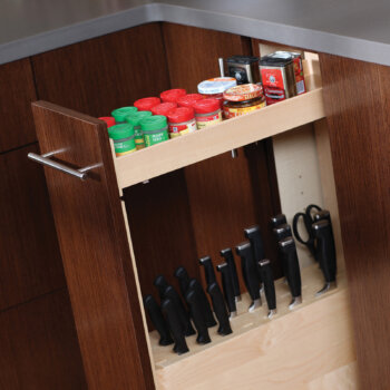 Dura Supreme pull-out knife block with spice storage tray.